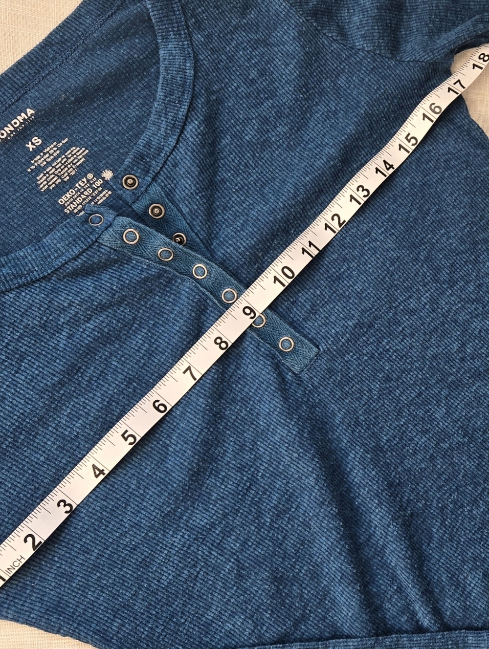 Sonoma Life & Style Women's Long Sleeve 3/4 Ribbed Tee in Blue Size XS - Picture 7 of 9